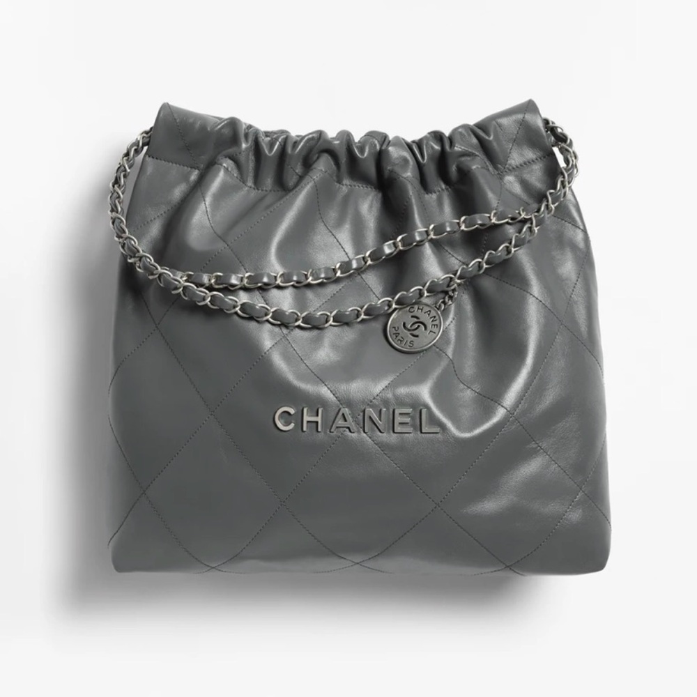 Chanel Dark Gray Quilted Shoulder Bag
